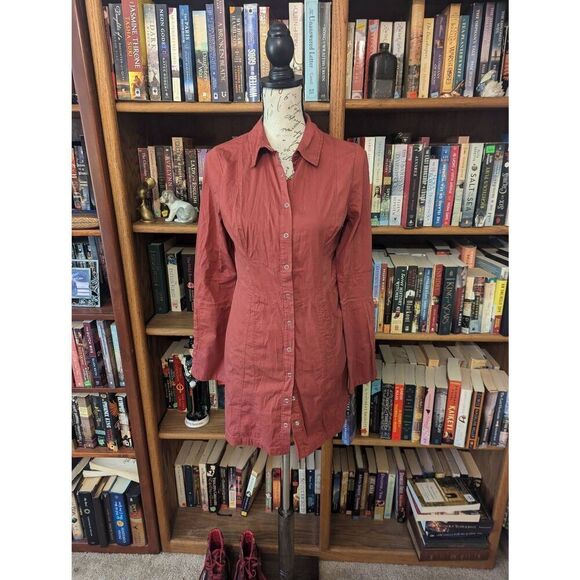 $128 Free People Thea Mini Button Up Dress In Blush Red Size XS - Picture 1 of 6